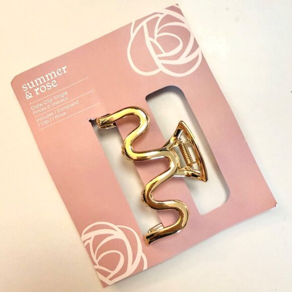 Summer and Rose Gold Wavy Claw Clip Hair Accessory Elegant Minimalist Glam Style - Picture 1 of 6